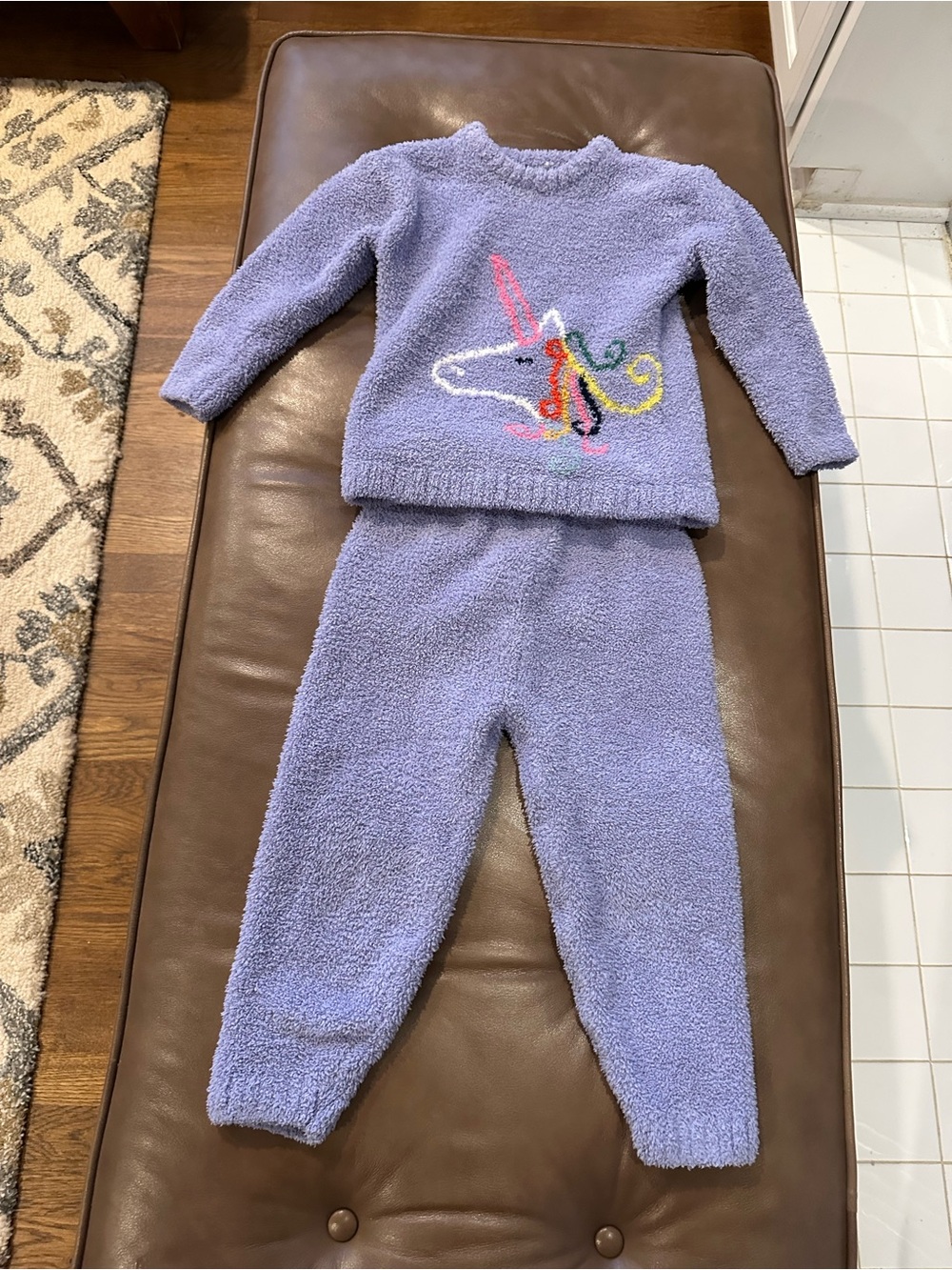 Hanna Andersson Lavender Cozy Unicorn Marshmallow Crewneck Set